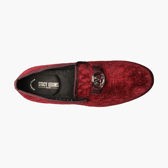 Stacy Adams Slip On Bit Loafer Burgundy Velvet Quilted Christmas Men’s 11.5 - Picture 6 of 7